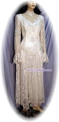 Coffee Bean Lace Gown with Victorian Neckline