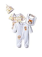 Pitter Patter Baby Gifts Conjunto (Gris / Naranja)