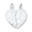 Sterling Silver Best Friend 2-piece Break-apart Heart Charm with 20 inch Sterling Silver Chain