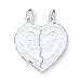 Sterling Silver Best Friend 2-piece Break-apart Heart Charm with 20 inch Sterling Silver Chain