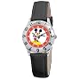 Disney Kids' D800S006 Mickey Mouse Time Teacher Black Leather Strap Watch