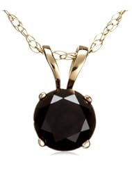 14k Gold Black Diamond Solitaire Pendant (3/4 cttw)