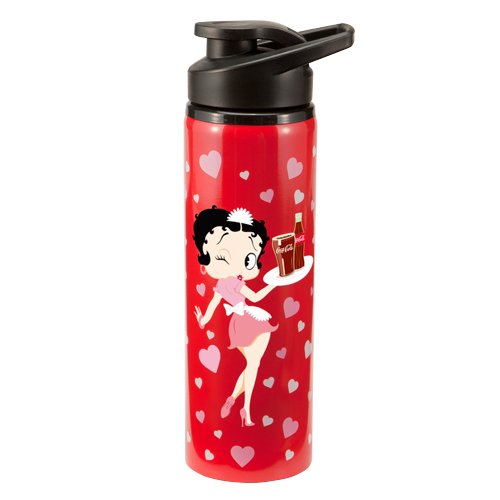 Vandor 2-3/4 by 2-3/4 by 9-3/4-Inch Betty Boop and Coke 27-Ounce Stainless Steel Water Bottle