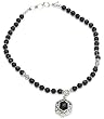 Sterling Silver Jewelry Black Onyx Gemstone Necklace 18.50 inches (gnklc240)