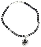 Sterling Silver Jewelry Black Onyx Gemstone Necklace 18.50 inches (gnklc240)