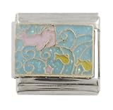 SilverBin Enamel Paint Seal and Fish Underwater Theme Stainless Steel Italian Charm Link