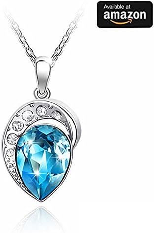 "Moon Represents My Heart" 18k White Gold Swarovski Crystal Pendant Necklace for Women Fashion Jewelry