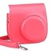 CAIUL Compatible Mini 8 Camera Case Bag with Soft PU Leather Material for Fujifilm Instax Mini 8 8+ 9 Film Camera (Raspberry)