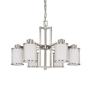 Nuvo Lighting 60 3806 Odeon 6-Light Chandelier with Convertible Arms Up or Down and White... by Nuvo
