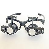 【kazutoku】 メガネ 型LED 付 ヘッドルーペ 眼鏡式 10倍 15倍 20倍 25倍