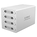 ORICO Aluminum 4 Bay 3.5" Hard Disk Drive Case with US Plug, Silver (ORICO 3549RUS3-US-SV)