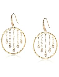 18K Yellow Gold Plated Sterling Silver Two-Tone Simulated Diamond Multi-Chain Twisted Round Dangle Earrings