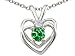 0.52 cttw 14k White Gold AAA Created Emerald and Genuine Diamond Heart Pendant in 14k White Gold