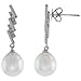 18k White Gold Pearl & Diamond Dangle title=