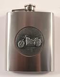 New 6 oz Stainless Steel Liquor Hip Flask - Motorcycle