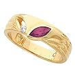 14K Yellow Gold Rhodolite Garnet and Diamond Ring