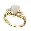 14K Yellow Gold Pear Shape Opal and Diamond Ring