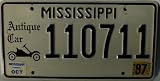 Mississippi Antique Car License Plate