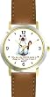 Siamese Cat Cartoon or Comic - JP Animal - WATCHBUDDY&reg; DELUXE TWO-TONE THEME WATCH - Arabic Numbers - Brown Leather Strap-Size-Children's Size-Small ( Boy's Size & Girl's Size )
