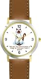 Siamese Cat Cartoon or Comic - JP Animal - WATCHBUDDY&reg; DELUXE TWO-TONE THEME WATCH - Arabic Numbers - Brown Leather Strap-Size-Children's Size-Small ( Boy's Size & Girl's Size )