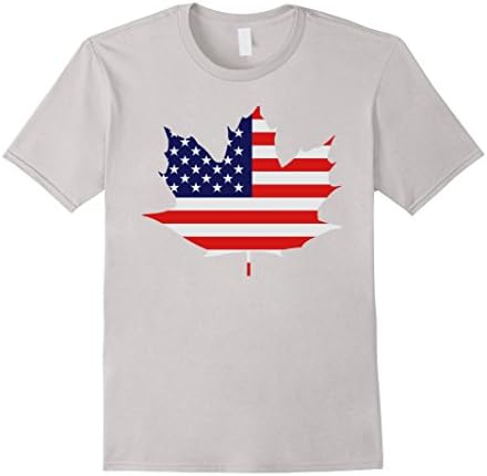 Men's Canadian American flag T-shirts for independence day Large Silver