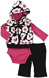 Carter's Baby Girls 3pc Fleece Hoodie, Bodysuit, Pants, Floral, 9 Mos