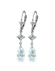14k White Gold Dangle Earrings with Aquamarines