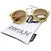 zeroUV - Vintage Inspired Round Horned Rim P-3 Frame Retro Sunglasses (Creme Amber)