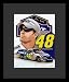 Jimmie Johnson (Face & Car) Framed & Matted Sports Poster Print - 16