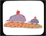 Mouse Pad with apple, hedgehog, mother, baby, quills