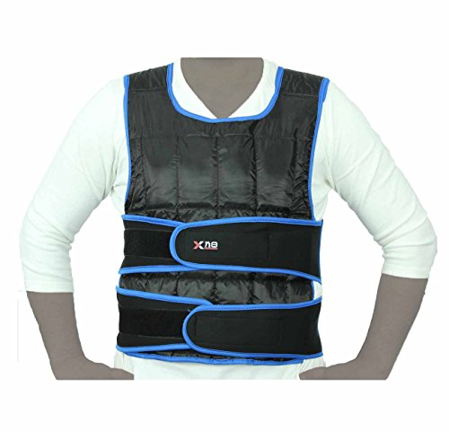 Weighted Vest 5,10,15,20Kg Weight Loss Training Running Adjustable Jacket Removable Weight Crossfit Weight Loss Body Workout Exercise -Colour Black with Blue Border (15kg)