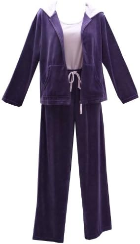 RocketWear Plum/ Purple and Pink 3-Piece Cotton Velour/Modal Lounge Set