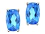 1.80 cttw Checkerboard Cushion Cut Genuine Blue Topaz Earring Studs in 14 kt White Gold