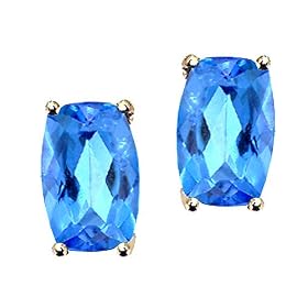 Buy 1.80 cttw Genuine Cushion Blue Topaz Earrings - 14kt White Gold LIFETIME WARRANTY by Finejewelers