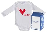 Spoilt Rotten - I Love Daddy Long Sleeve Babygrows / Bodysuit Alternative Baby Clothes 100% Organic Sizes 0-6 months WHITE/BLACK + in funky Milk Carton
