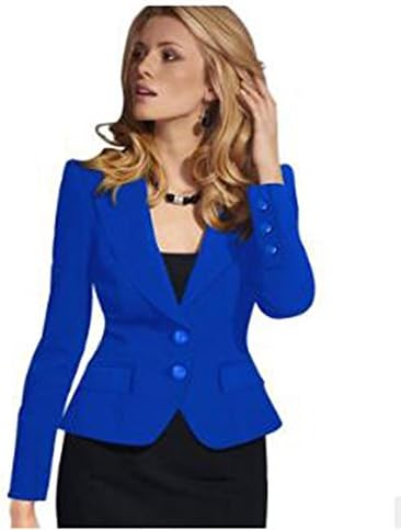 Women's Elegant Candy Color OL Plus Size Suit Office Coat (XX-Large, royal blue)