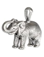 Sterling Silver Antiqued Standing Elephant Pendant with Trunk Up