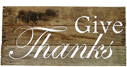 14 x 27 inch Handmade Rustic White Give Thanks Thanksgiving Sign on Genuinely Aged Reclaimed Barn Wood