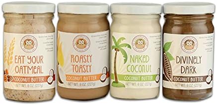 Coconut Butter Sampler (4- 8oz jars) Divinely Dark, Roasty Toasty, Naked, Eat Your Oatmeal