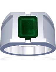 14K White Gold Emerald Cut Emerald Solitaire Ring
