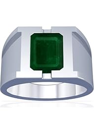 18K White Gold Emerald Cut Emerald Solitaire Ring