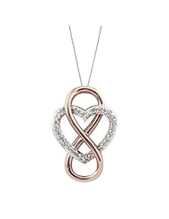 Two-Tone Infinity Heart Pendant 1/10ctw