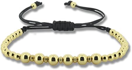 Fashion Jewelry CZ Beads Braided Macrame Bracelet For Men And Women (yellow gold)