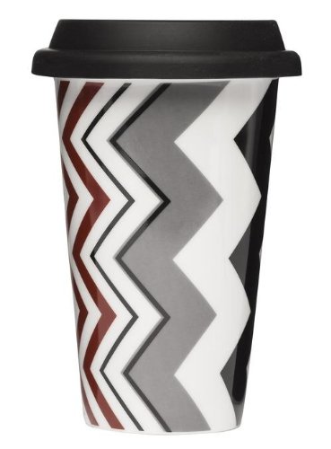 Sagaform 5015394 Double Wall Porcelain Inka Take Away Mug with Silicone Lid