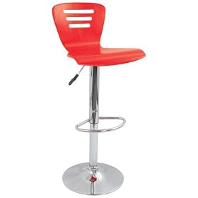 Hue Collection Red and Chrome Bar or Counter Stool by Universal Lighting and Decor