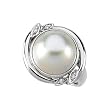 14K White Gold 0.04 ct. Diamond and Mabe Cultured Pearl Ring