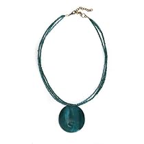 Glass Beads and Shell Dark Blue Necklace "Shell Life" -Fair Trade Gifts