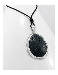 Lava Stone Pendant Necklace In 92.5 Sterling Silver