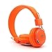 GranVela® A809 Lightweight Foldable Stereo Headphones Adjustable Headband Kids Headsets with Built-in FM Radio, Micro SD Card Player,3.5mm Jack for iPhone, iPad, Android, PC and More (Orange)