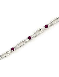 14kt Yellow Gold Round Ruby and Diamond Bracelet